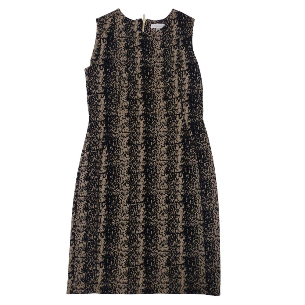 calvin klein dress Woman 12 Sheath Velvet Abstract Midi Sleeveless Office Formal